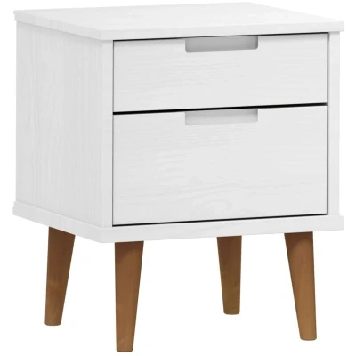 Image of vidaXL Bedside Cabinet MOLDE White 40x35x48 cm Solid Wood Pine