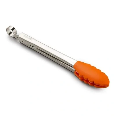 Image of Zeal Silicone Non Stick Kitchen Cooking Tongs with Stainless Steel Handle Perfect for Cooking, Grilling, BBQ, Serving, and More 26cm Heat Resistant, BPA Free, Easy to Clean, Neon Orange
