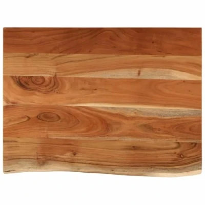 Image of vidaXL Bathroom Countertop in Solid Acacia Wood Versatile, Easy to Clean with Unique Live Edge design Rectangular, Size: 80x60x2.5 cm Brown