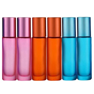 Image of JamHooDirect 6Pcs, 10ml Essential Oils Roller Bottles, Empty Refillable Colorful Frosted Glass Roll on Bottles with 1 Opener &amp; Dropper, Perfect for Aromatherapy, Fragrance, Perfume