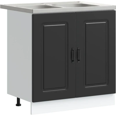 Image of vidaXL Kitchen Cabinet 2 pcs Black 80 x 46 81.5 cm Engineered wood