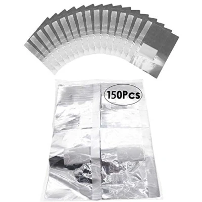 Image of 150Pcs Nail Foil Aluminium Wraps Remover for Gel Polish/Acrylic Soak off Removal, with Pre attached Lint Free Pad