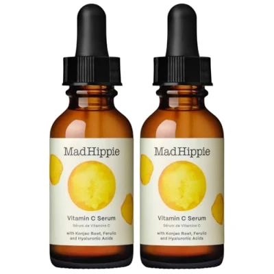Image of Mad Hippie Vitamin C Serum 2 Pack Brightening with Hyaluronic Acid, Ferulic E, 1.02 Oz Ea + Varying Pillow Packs
