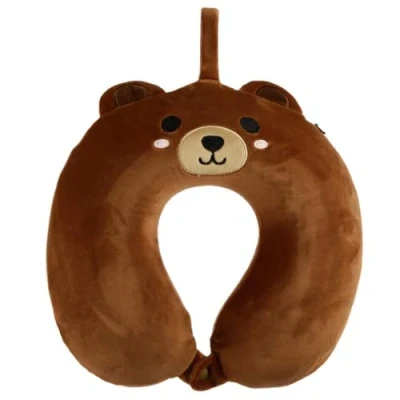 Image of Relaxeazzz Bear Plush Memory Foam Travel Pillow Neck Flight Airplane For Kids Pillows Cushion Sleeping Pain Adults Airport Essentials