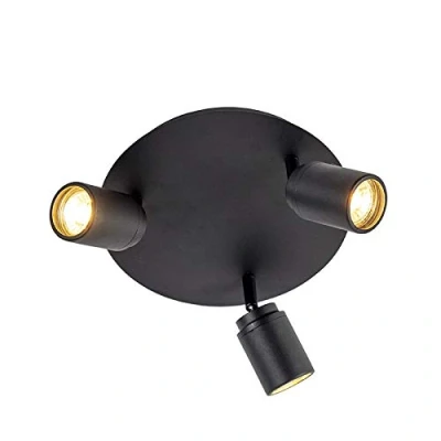 Image of Qazqa Modern Bathroom Spotlight Ceiling Black 3 Light IP44 Ducha Suitable for LED GU10 Way Steel Surface Mounted spotway Living Room I Kitchen