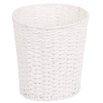 Image of Zuvo Round Wicker Waste Paper Bin and Basket Rubbish for Bedroom, Bathroom, Offices or Home (White)