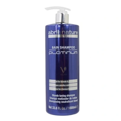 Image of abril et nature Platinum Professional Shampoo For Blonde, Bleached, Highlighted, and/or Gray Hair Violet Toner Goodbye Yellow Tones Appearance 1000 ml
