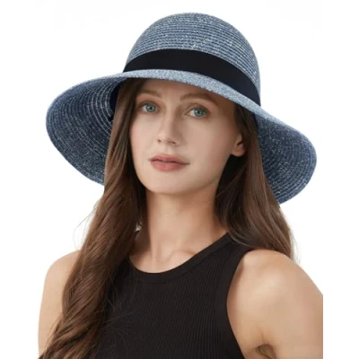 Image of Zylioo L Straw Hats Large UV Protection Sun Hat for Big Heads Wide Brim Summer Holiday