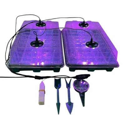 Image of Plant Propagator 40 Cell Seed Tray Set with Full Spectrum USB Grow Lights (Pack of 2)