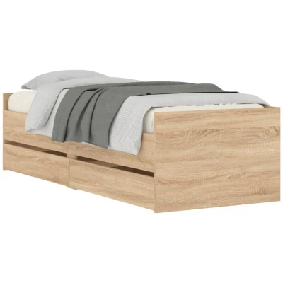 Image of vidaXL Bed Frame with Drawers without Mattress Sonoma Oak 90x200 cm
