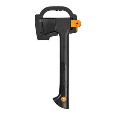 Image of Fiskars Universal Axe, Solid, With protective cover, Non stick coated, Steel/Plastic and Glass fibre handle, Black/Orange, A6, Length: 39 cm, 652 g, 1052046