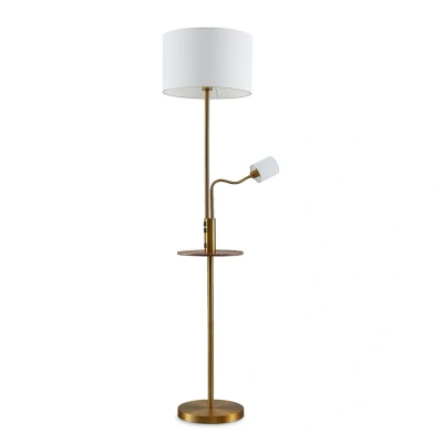 Image of Lindby floor lamp Aovan, bronze coloured, shelf, USB connection