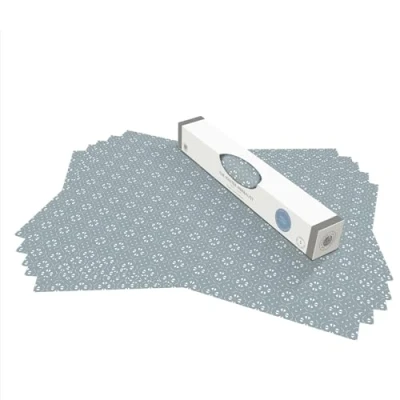 Image of the Master Herbalist Fragrant FRESH LINEN Scented Drawer Liners in a GEOMETRIC PRINT DUSK BLUE (ROLLED) Pack of 5 Sheets Contains Essential Oils Made UK
