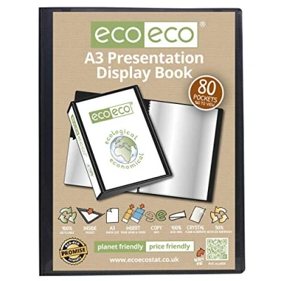 Image of Lotus A3 Display Book 80 Pockets Black Premium Presentation Folder, Versatile Document Organizer for Professionals, Business, Students, School, Projects, Colleges and Home Use 78268 (1 Book)