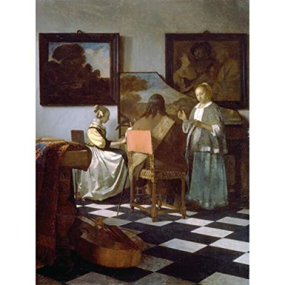 Image of Artery8 Vermeer The Concert Music Painting Large Wall Art Poster Print Thick Paper 18X24 Inch