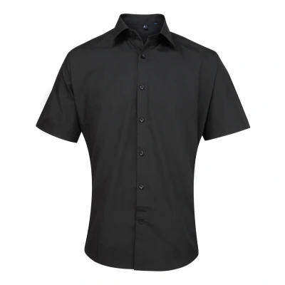 Image of Premier Mens Supreme Heavy Poplin Short Sleeve Work Shirt (Black) Size 18.5R