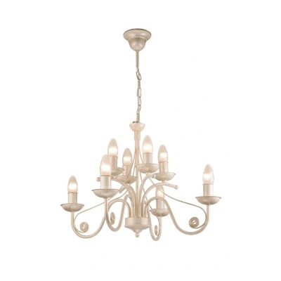 Image of Donato Chandeliers With Fabric Shades, White, 8x E14