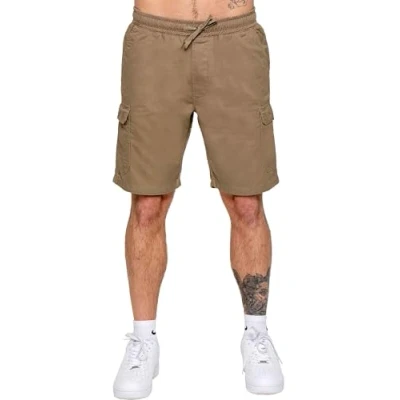 Image of BRAND KRUZE Mens Cargo Shorts Combat Elasticated Waist Casual Cotton Regular Fit Chino Summer KZS151 Beige M