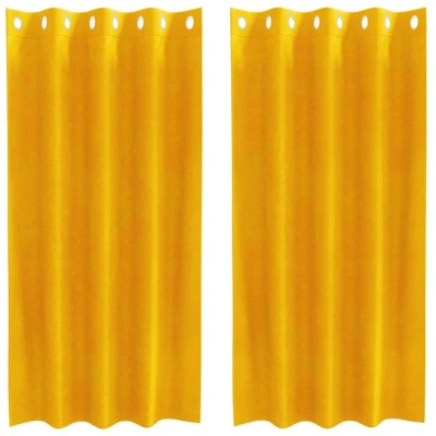 Image of vidaXL Blackout Curtains with Eyelets 2 pcs Mustard Yellow Velvet