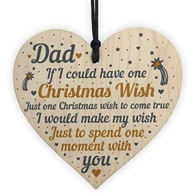 Image of RED OCEAN Dad Christmas Memorial Tree Decoration Handmade Hanging Wooden Bauble Gift For Father