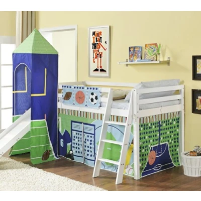 Image of Noa and Nani Midsleeper Cabin Bed with Slide Sports Tent Tower (White)