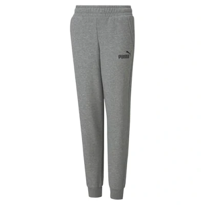 Image of Puma Childrens Unisex Essentials Logo Youth Pants Grey Cotton Size 7 8Y
