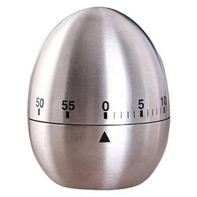 Image of Ranvi Kitchen Timer, Egg Shaped Stainless Steel Mechanical Rotating 60 Minutes Cooking