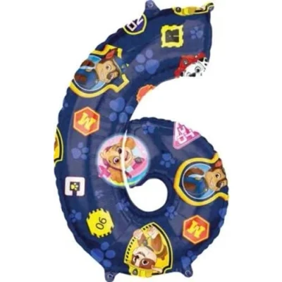 Image of (PKT) Child Paw Patrol Number 6 Foil Balloon