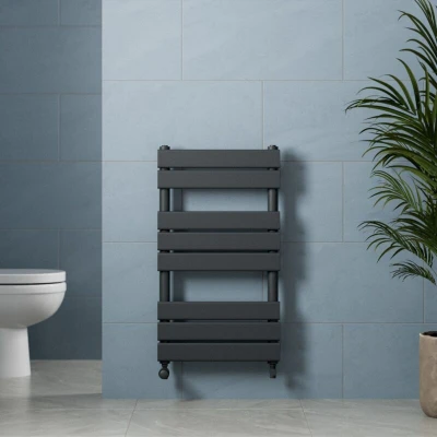 Image of DuraTherm Flat Panel Heated Towel Radiator Anthracite 800 x 450mm