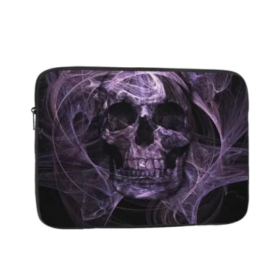 Image of Purple Skull Printed Laptop Sleeve For 17 Inch Laptop, Shockproof Oxford Fabric Protective Case Bag