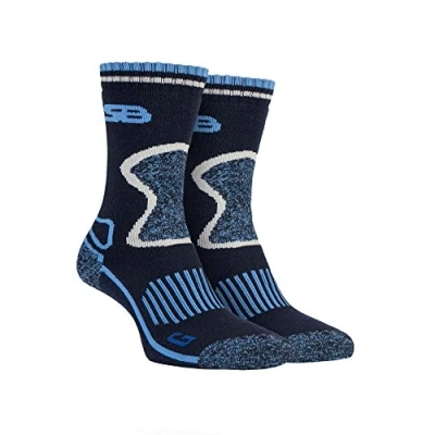 Image of Storm Bloc 2 Pairs Ladies Cushioned Sole Wool Blend Winter Hiking Socks with Arch Support (4 8 uk, SBGLS003NVY)