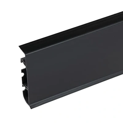 Image of Plastic Skirting Board High Line 2.5m PVC with Wire Cover Design Black Matt M090