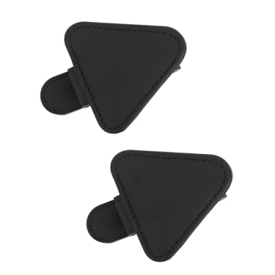 Image of Auliuse 2 Packs Sunglasses Holder for Car Sun Visor Accessories, Magnetic Leather Sunglass Holder, Eyeglass Hanger Clip Car, Universal Accessories Men Women(Black)
