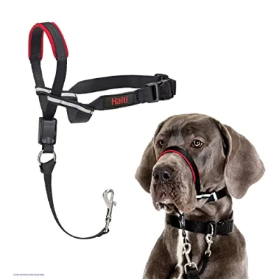 Image of HALTI Optifit Headcollar Size Large, Dog Head Harness to Stop Pulling on the Lead, Easy Use, Adjustable &amp; Reflective Collar for Dogs, Professional Anti Pull Training Aid, Black