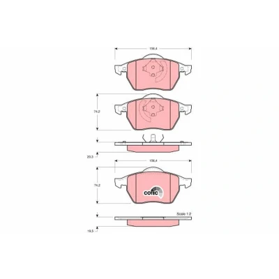 Image of 1J0698151L, 8N0698151 Brake pad set TRW COTEC GDB1275 not prepared for wear indicator VOLKSWAGEN: GOLF 4, 3, Bora Saloon, AUDI: TT Coupe