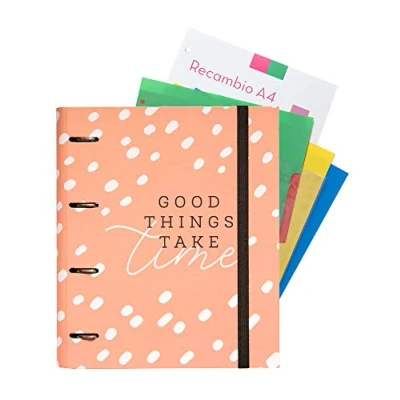 Image of Grupo Erik Glitter Gold Dreams 4 Ring Binder Premium A4 Folder + 100 Sheets Dividers