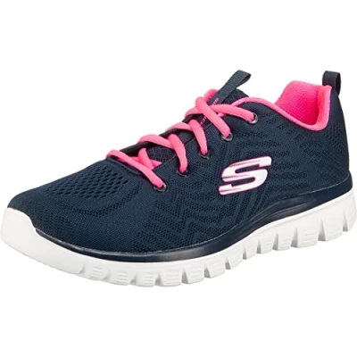 Image of Skechers Graceful Trainers Navy/hot pink, Women&#039;s, Size: 2, pink Textile