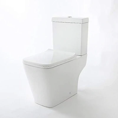Image of Milano Longton Modern White Ceramic Close Coupled Toilet WC Chrome Flush Button Soft Seat