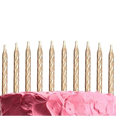 Image of SHATCHI 10pcs Spiral Candles for Birthday Wedding Anniversary Dinner Party Cake Topper Table Decorations, Gold