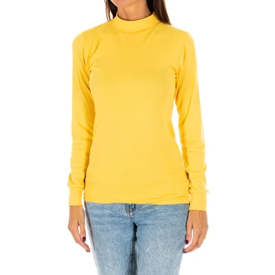 Image of Kisses&amp;Love Womens Long sleeved T shirt with half high collar 1625 M women Yellow Size Small