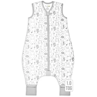 Image of Mama Cheetah Toddler Sleep Sack with Feet 6 18 Months, 1.0 TOG Baby Sleeping Bag Legs, Wearable Blanket for Walkers Girls &amp; Boys, 100% Organic Cotton w/ 2 Way Zipper, 1 Pack