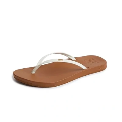 Image of REEF Women&#039;s Cushion Slim Flip Flop, White/Tan, 5 UK