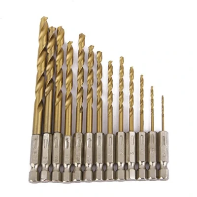 Image of 13 Pcs Hex Shank Twist Drill Set Titanium Coated HSS Set,1/4 Bits, 1.5mm 6.5mm, Bits Heavy Duty for Longer Life,High Speed Steel Quick Change Woodworking, Plastic