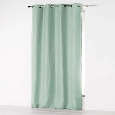 Image of Douceur d&#039;Intérieur, Sage Microfibre Eyelet Curtain 140 x 280 cm Plain