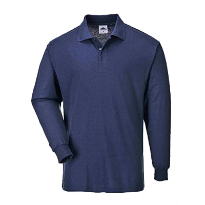 Image of Portwest Genoa Long Sleeved Polo Shirt, Size: L, Colour: Navy, B212NARL