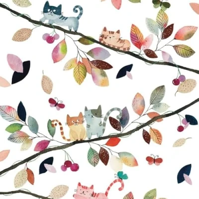 Image of 20 Napkins Autumn Cats in Tree Table Decoration Paper with Motif Also for Decoupage and 33 x cm