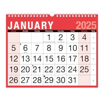 Image of 2025 Calendar Red and Black Wall Planner for Home Business Office School 1 January TO 31 December (EASY MONTH VIEW)