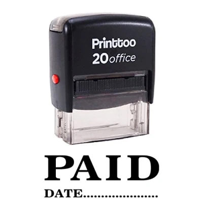 Image of Printtoo Rubber Stamp Office Stationary Paid with Date Self Inking Custom Black
