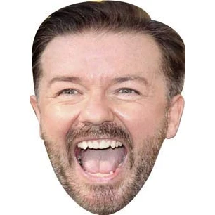Image of FoxyPrinting Ricky Gervais Comedian Celebrity Cardboard Party Face Mask Fancy Dress