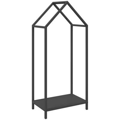 Image of vidaXL Firewood Rack Black 40x25x90 cm Cold rolled steel
